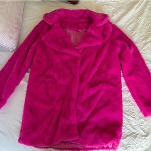 Vibrant Pink Faux Fur Coat size Medium